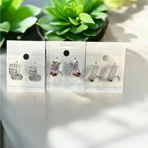 Elegant 925 Silver and Multicolor Earrings Set‎